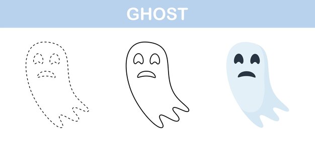 Hoja de trabajo para colorear y rastrear fantasmas para niños