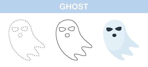 Hoja de trabajo para colorear y rastrear fantasmas para niños