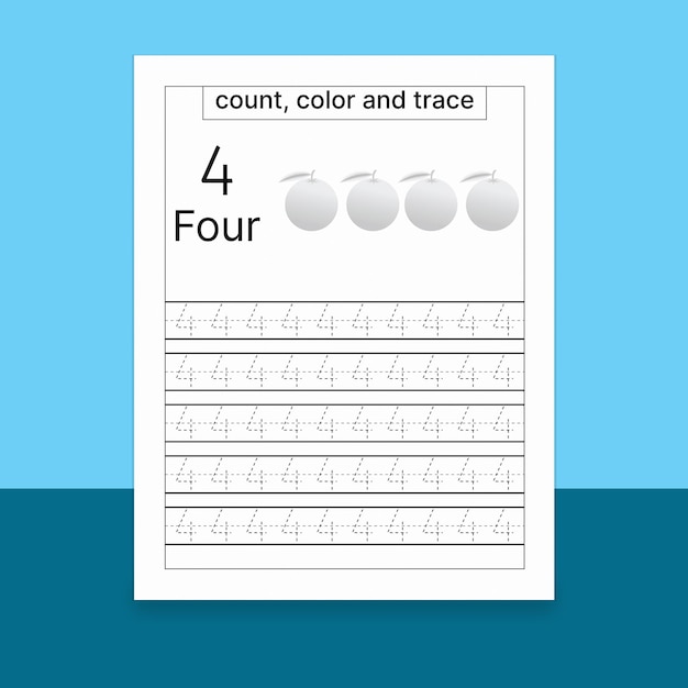 Hoja de trabajo para colorear y rastrear números para niños