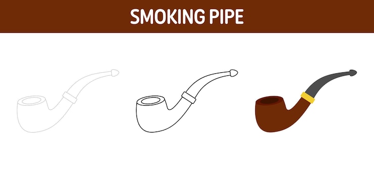 Vector hoja de trabajo para colorear y rastrear pipa de fumar para niños