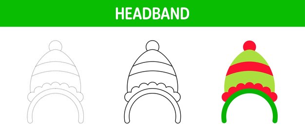 Hoja de trabajo para colorear y trazar la diadema de Navidad para niños