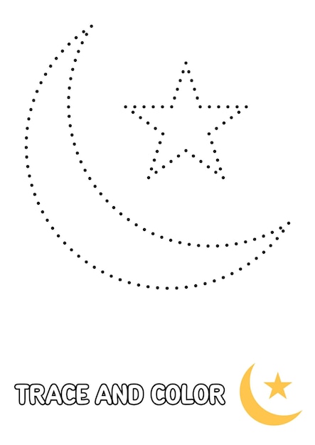 Hoja de trabajo para colorear y trazar Eid Moon para niños