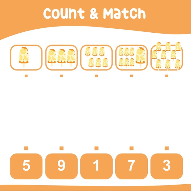 Hoja de trabajo para contar y combinar Hoja de trabajo de matemáticas imprimible educativa Juego de matemáticas para niños