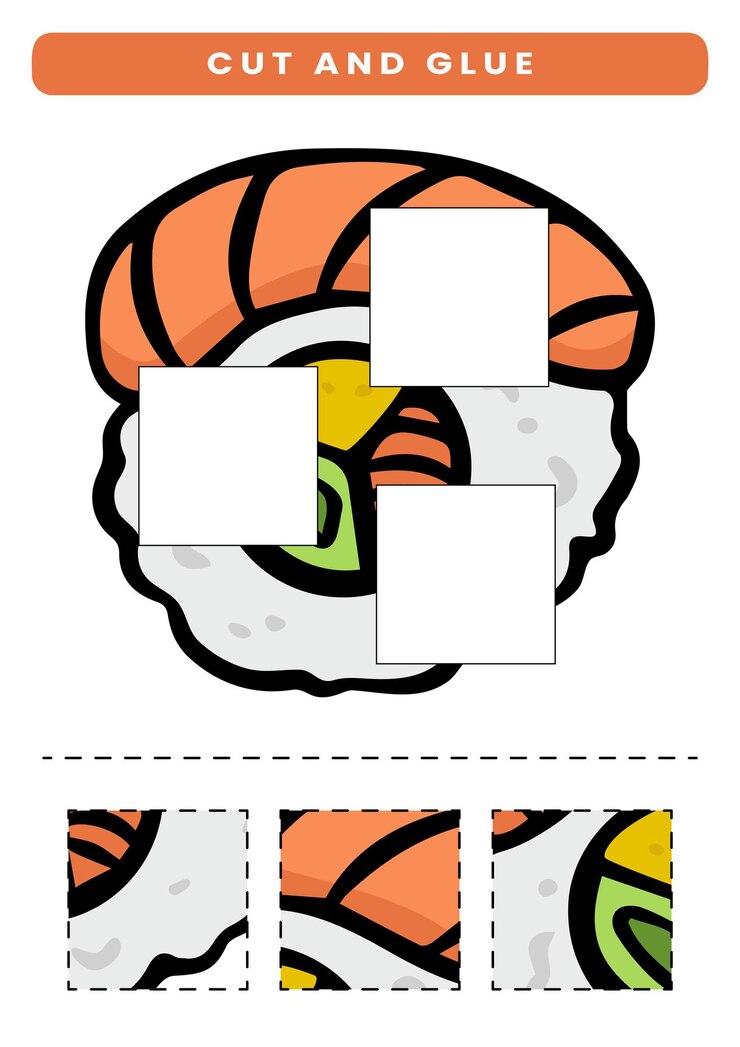 Vector hoja de trabajo de cortar y pegar para niños