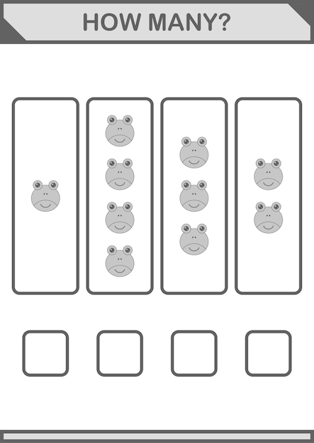Hoja de trabajo de cuántas caras de rana para niños