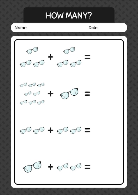 Hoja de trabajo de cuántos juego de conteo con anteojos para niños en edad preescolar hoja de actividades para niños