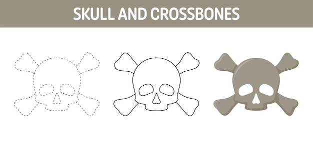 Hoja de trabajo para dibujar y colorear Skull And Crossbones para niños