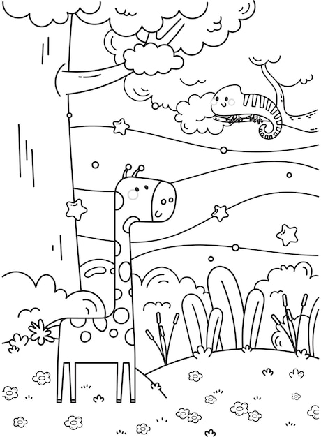 hoja de trabajo de diseño de vectores planos de animales para colorear imprimible para la actividad de los niños de la escuela