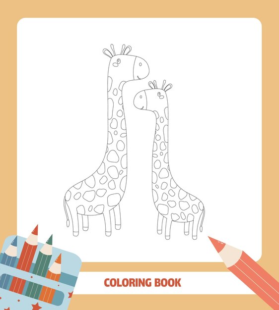 Hoja de trabajo educativa de jirafas lindas Libro para colorear
