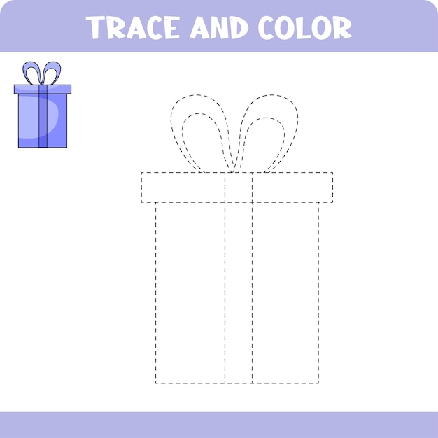 Hoja de trabajo educativa de rastreo y color para niños Caja de regalo de rastreo Páginas de color de actividadxD