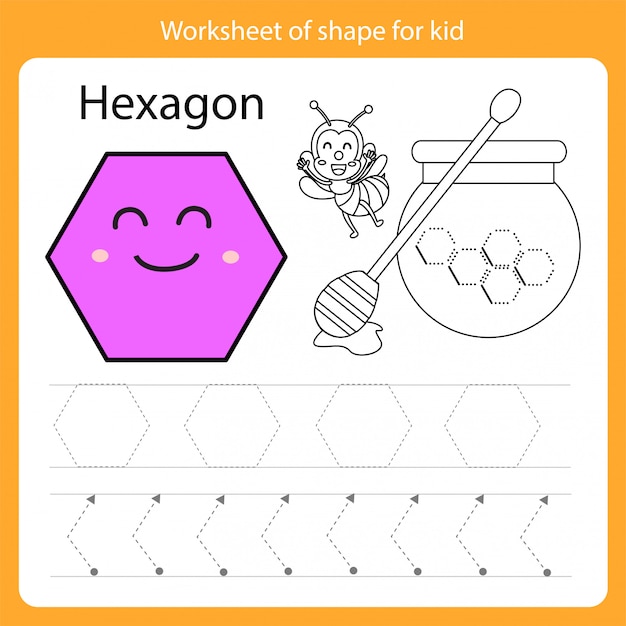 Hoja de trabajo de forma para hexágono infantil