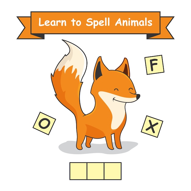 Hoja de trabajo de Fox Learn to Spell Animals