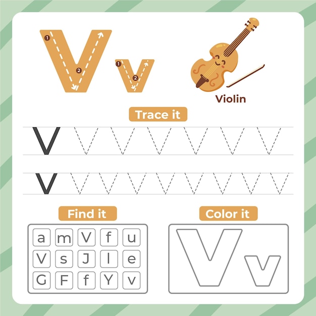 Hoja de trabajo letra v con violín