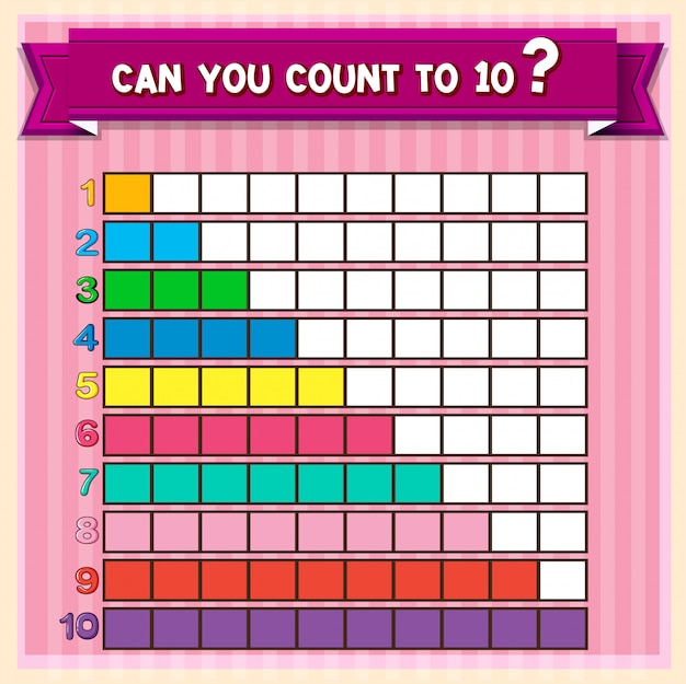 Vector hoja de trabajo de matemáticas con contar hasta diez