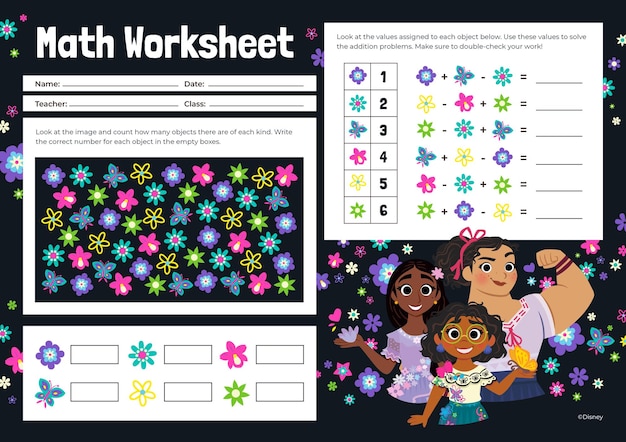 Hoja de trabajo de matemáticas para niños