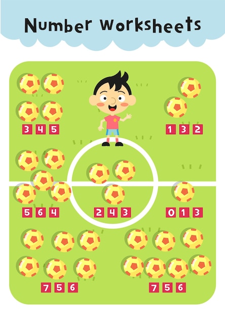 Hoja de trabajo de números para niños Hoja de trabajo de números Página de combinación de números