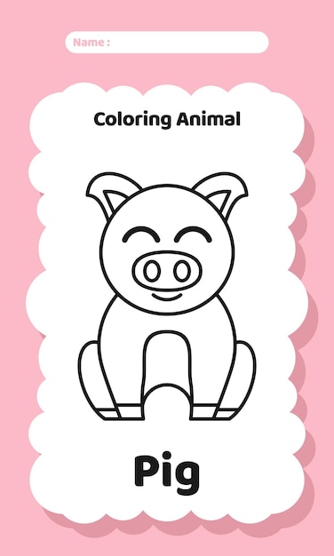 Hoja de trabajo de práctica de ejercicios para colorear de granja de animales para niños