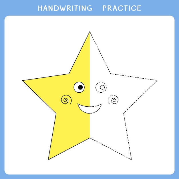 Hoja de trabajo de práctica de escritura a mano con linda estrella