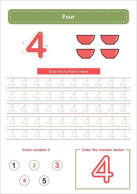 Vector hoja de trabajo preescolar número 4