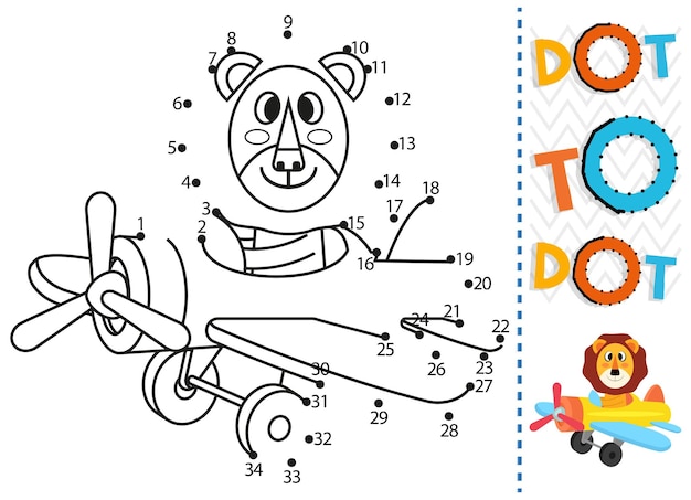 Hoja de trabajo de punto a punto para niños Página para colorear de punto de conexión