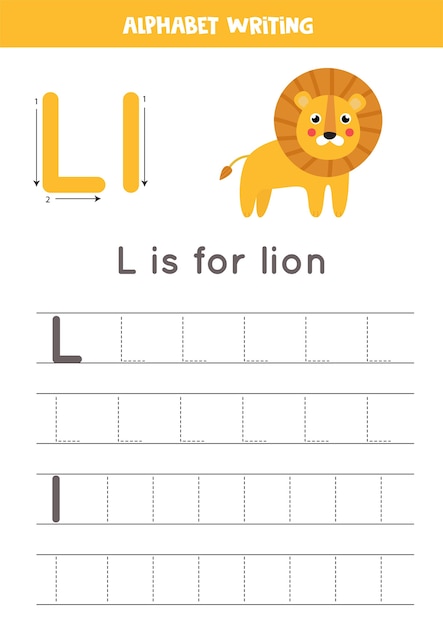 Hoja de trabajo de rastreo alfabético con ilustración de animales