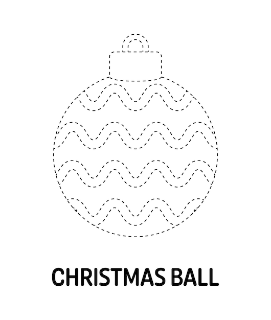 Hoja de trabajo de rastreo de bolas navideñas para niños