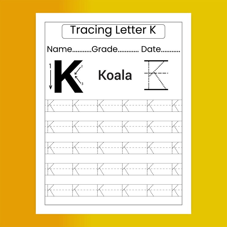 Vector hoja de trabajo de rastreo de letras del alfabeto para niños
