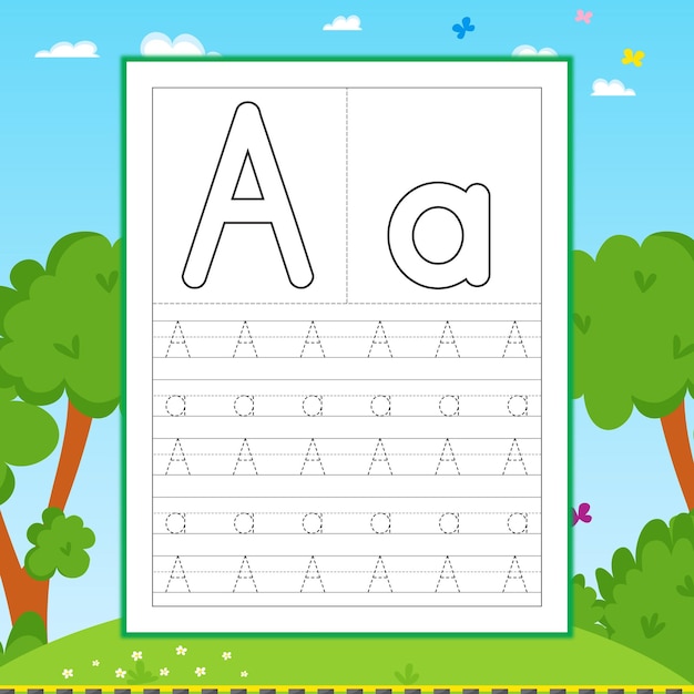 Vector hoja de trabajo de rastreo de letras para niños