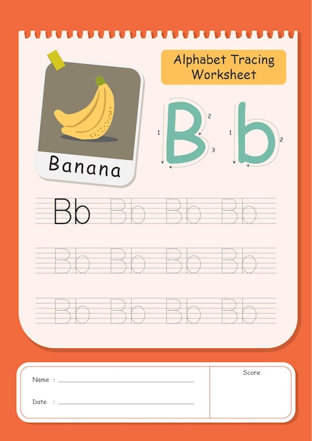 Vector hoja de trabajo de seguimiento del alfabeto de la última b