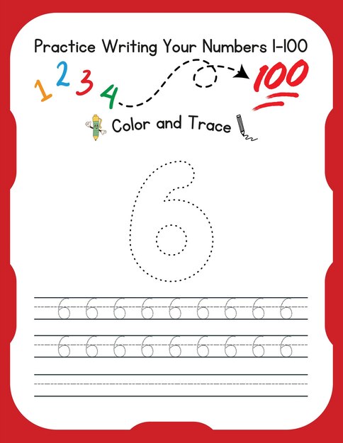 Hoja de trabajo de seguimiento de numeración para niños