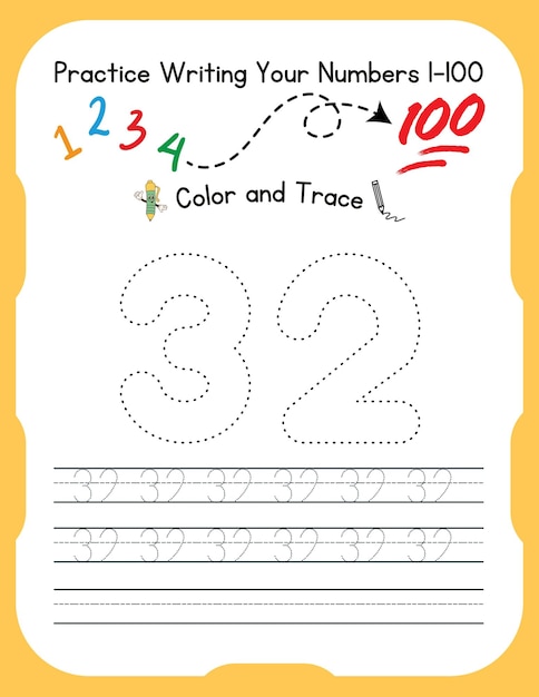Hoja de trabajo de seguimiento de numeración para niños