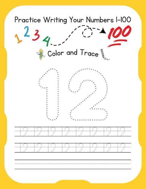 Hoja de trabajo de seguimiento de numeración para niños