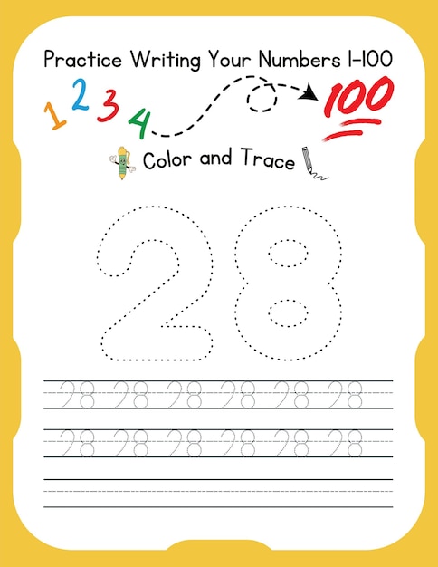 Hoja de trabajo de seguimiento de numeración para niños