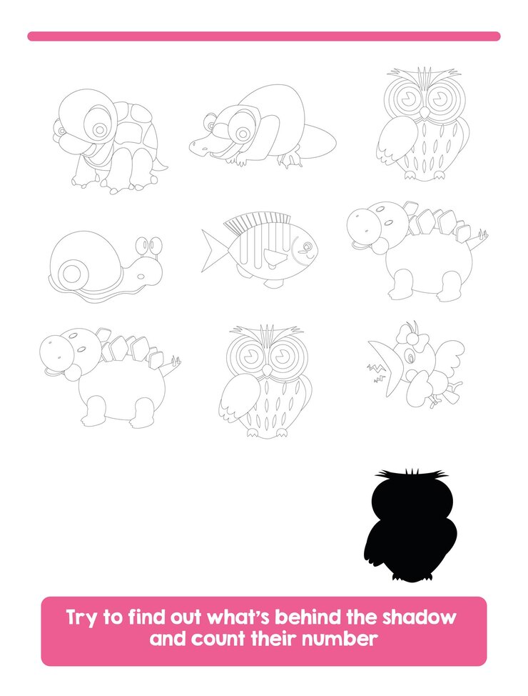 Hoja de trabajo de sombras de animales de granja a juego Para niños Cuenco