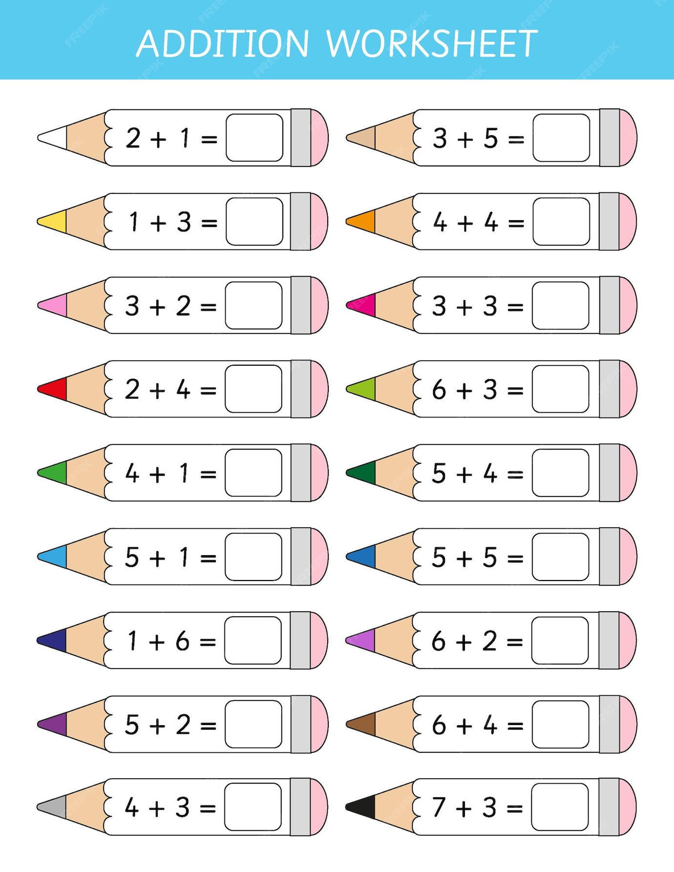 Hoja de trabajo de suma para ni os juego educativo para la escuela