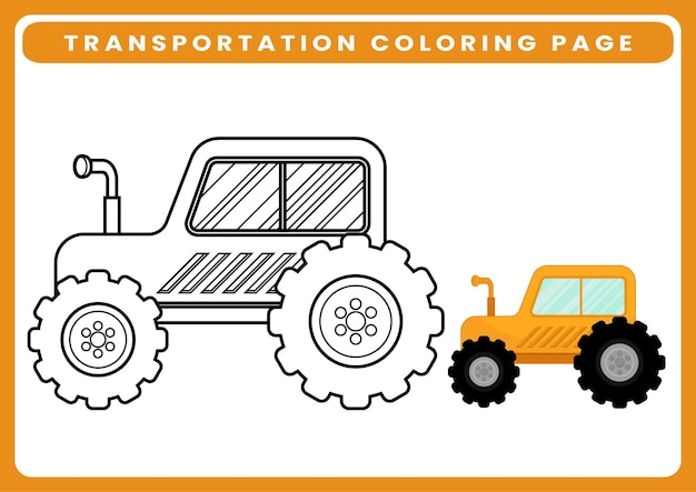 Hoja de trabajo de transporte de tema de página para colorear para niños