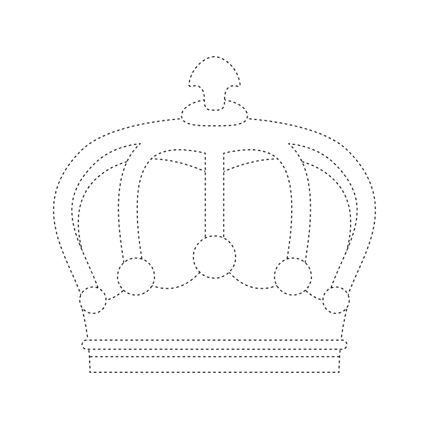 Vector hoja de trabajo de trazado de corona para niños