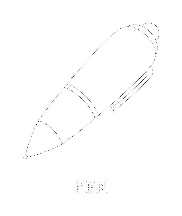 Vector hoja de trabajo de trazado de pluma para niños