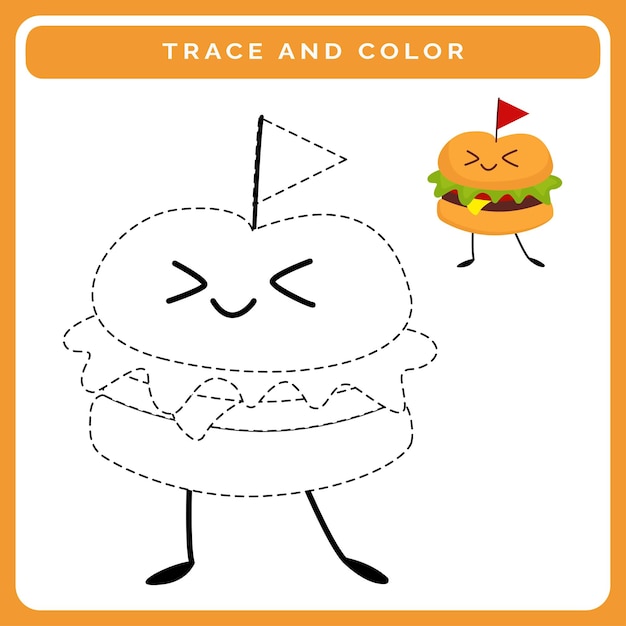 Hoja de trabajo de trazo y color para niños