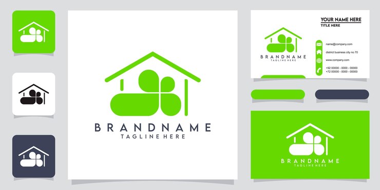 Hoja de trébol HOME logo Vector Premium