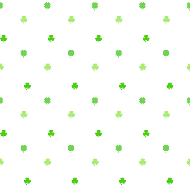 Hoja de trébol de patrones sin fisuras Día de San Patricio trébol repetido fondo en colores verdes