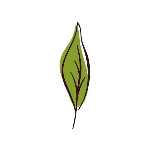 Hoja verde de albahaca en diseño plano simple ideal para temas naturales orgánicos y ecológicos aislados