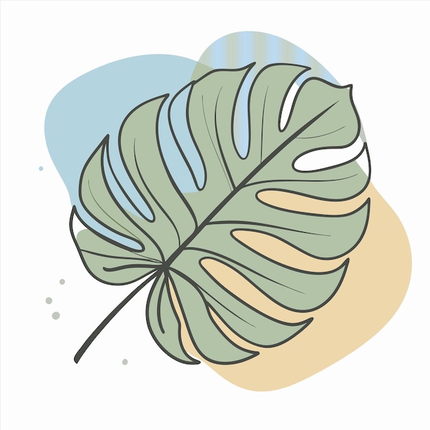 una hoja verde con un fondo azul y amarillo con un diseño azul y Amarillo