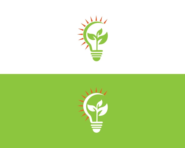 Hoja verde con logotipo de bombilla Diseño conceptual Ilustración vectorial