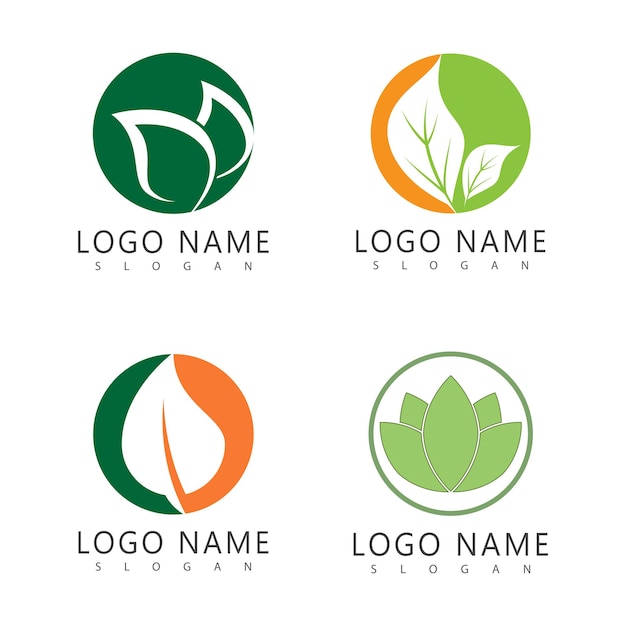 Hoja verde logotipo ecología elemento icono de vector de naturaleza