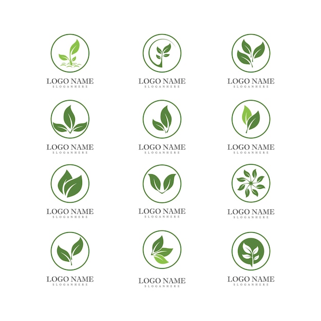 hoja verde logotipo ecología elemento icono de vector de naturaleza