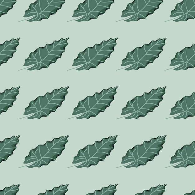 Hoja verde siluetas de patrones sin fisuras en estilo botánico dibujado a mano.