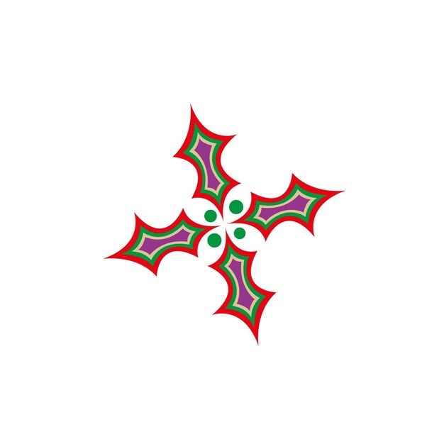 Hojas de acebo de bayas aisladas sobre fondo blanco Ilustración vectorial en estilo plano