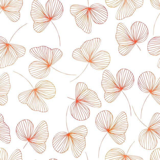 Hojas de acuarela de contorno otoñal con fondo transparente de vector degradado para telas, estampados, embalajes y postales