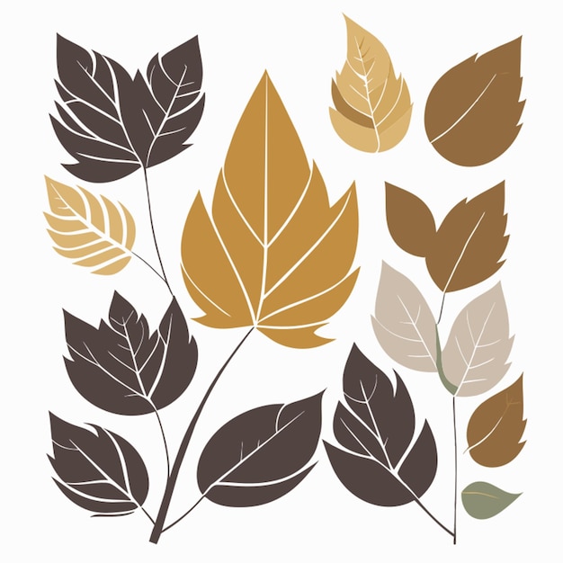 Vector hojas de álamo de otoño en fondo beige patrón monocromático mínimo con hojas de otoño caídas naranja